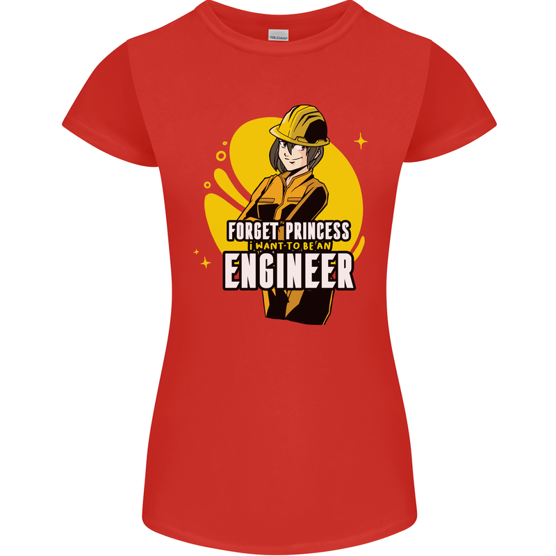 Funny Female Engineer Forget Princess Womens Petite Cut T-Shirt Red