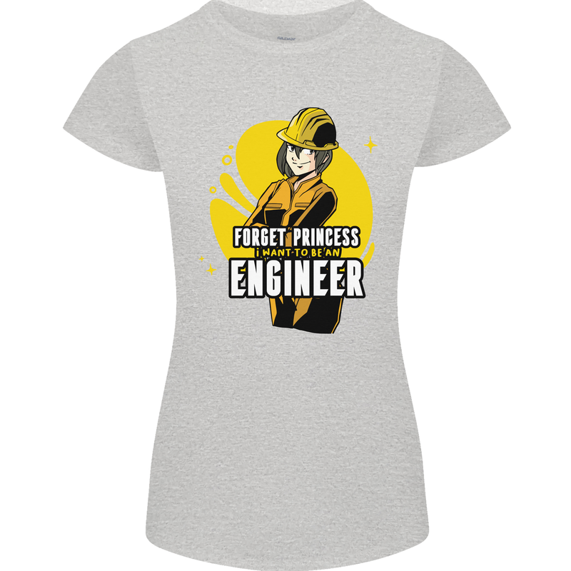 Funny Female Engineer Forget Princess Womens Petite Cut T-Shirt Sports Grey