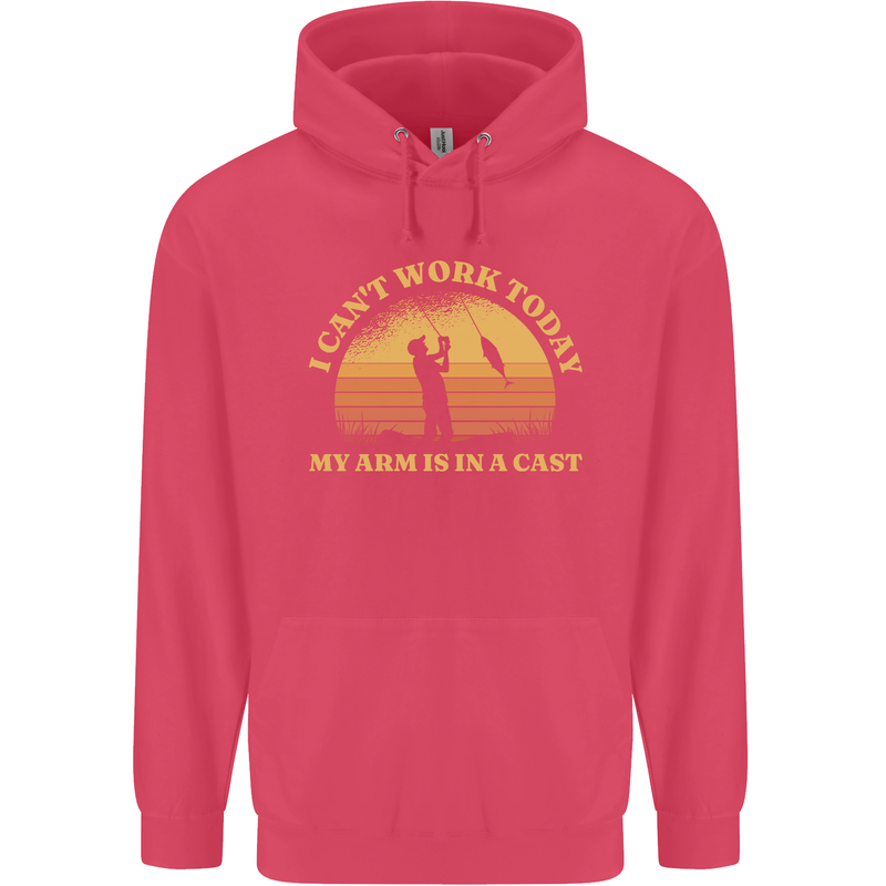 Funny Fishing Arm is In a Cast Fisherman Childrens Kids Hoodie Heliconia