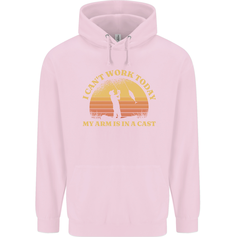 Funny Fishing Arm is In a Cast Fisherman Childrens Kids Hoodie Light Pink