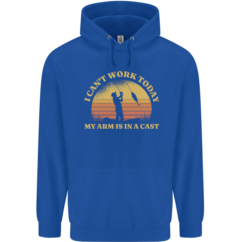 Funny Fishing Arm is In a Cast Fisherman Childrens Kids Hoodie Royal Blue
