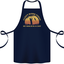 Funny Fishing Arm is In a Cast Fisherman Cotton Apron 100% Organic Navy Blue