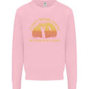 Funny Fishing Arm is In a Cast Fisherman Kids Sweatshirt Jumper Light Pink