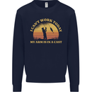 Funny Fishing Arm is In a Cast Fisherman Kids Sweatshirt Jumper Navy Blue