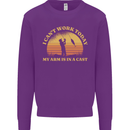 Funny Fishing Arm is In a Cast Fisherman Kids Sweatshirt Jumper Purple