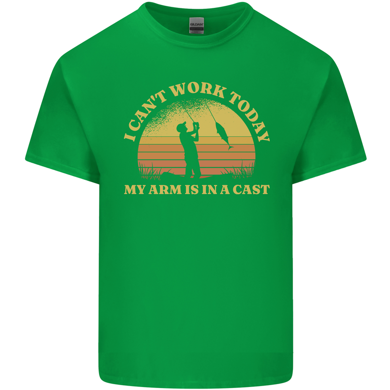 Funny Fishing Arm is In a Cast Fisherman Kids T-Shirt Childrens Irish Green