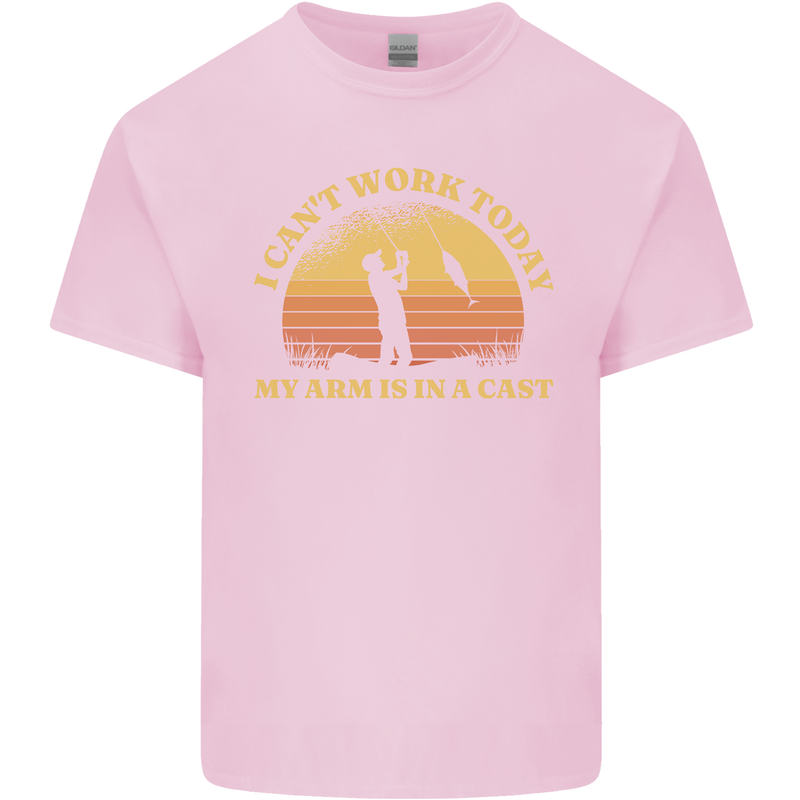 Funny Fishing Arm is In a Cast Fisherman Kids T-Shirt Childrens Light Pink