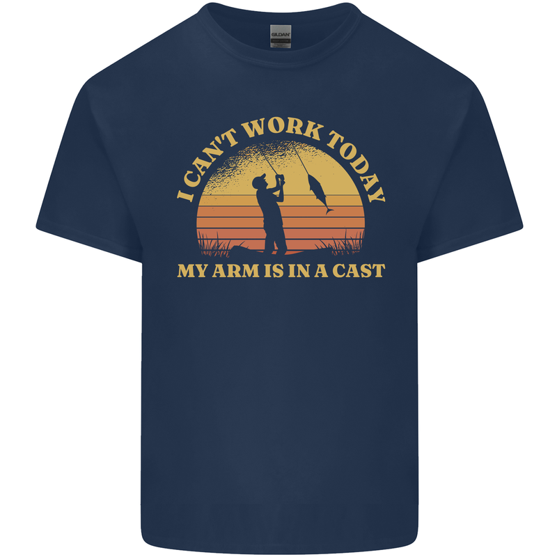Funny Fishing Arm is In a Cast Fisherman Kids T-Shirt Childrens Navy Blue