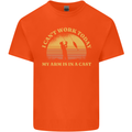 Funny Fishing Arm is In a Cast Fisherman Kids T-Shirt Childrens Orange