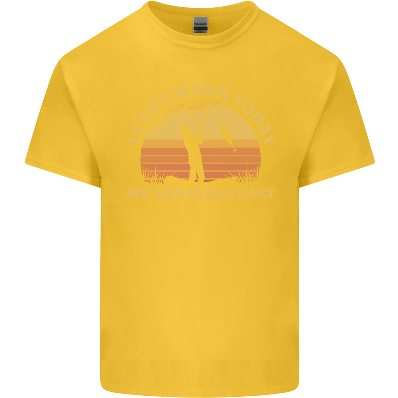 Funny Fishing Arm is In a Cast Fisherman Kids T-Shirt Childrens Yellow