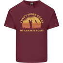 Funny Fishing Arm is In a Cast Fisherman Mens Cotton T-Shirt Tee Top Maroon