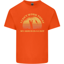 Funny Fishing Arm is In a Cast Fisherman Mens Cotton T-Shirt Tee Top Orange