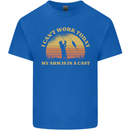 Funny Fishing Arm is In a Cast Fisherman Mens Cotton T-Shirt Tee Top Royal Blue