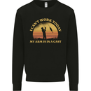 Funny Fishing Arm is In a Cast Fisherman Mens Sweatshirt Jumper Black