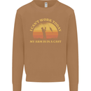 Funny Fishing Arm is In a Cast Fisherman Mens Sweatshirt Jumper Caramel Latte