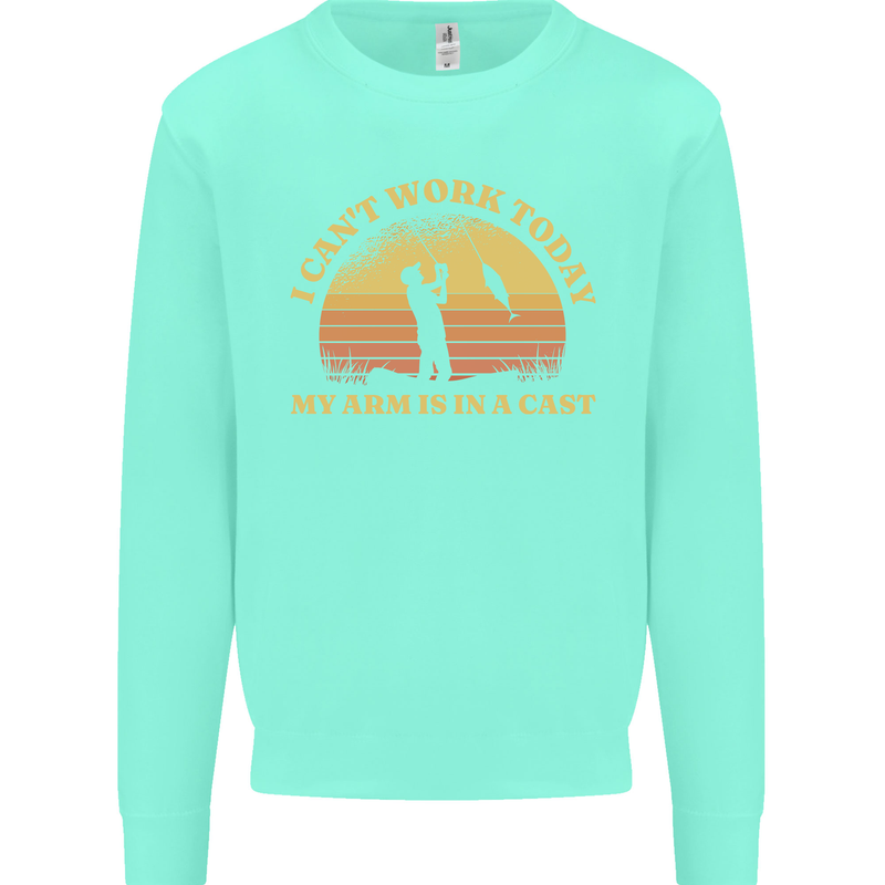 Funny Fishing Arm is In a Cast Fisherman Mens Sweatshirt Jumper Peppermint