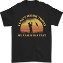 Funny Fishing Arm is In a Cast Fisherman Mens T-Shirt 100% Cotton Black