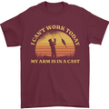 Funny Fishing Arm is In a Cast Fisherman Mens T-Shirt 100% Cotton Maroon