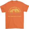 Funny Fishing Arm is In a Cast Fisherman Mens T-Shirt 100% Cotton Orange