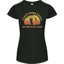 Funny Fishing Arm is In a Cast Fisherman Womens Petite Cut T-Shirt Black