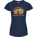 Funny Fishing Arm is In a Cast Fisherman Womens Petite Cut T-Shirt Navy Blue