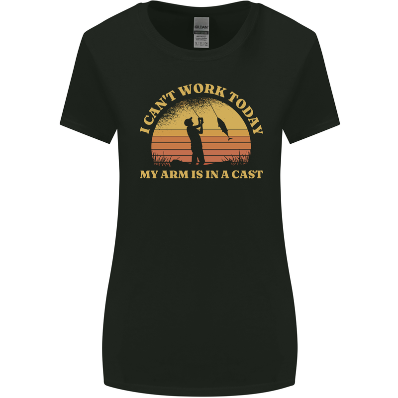 Funny Fishing Arm is In a Cast Fisherman Womens Wider Cut T-Shirt Black