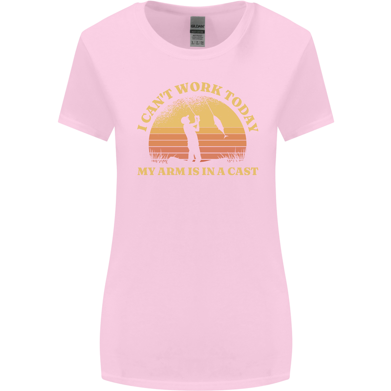Funny Fishing Arm is In a Cast Fisherman Womens Wider Cut T-Shirt Light Pink