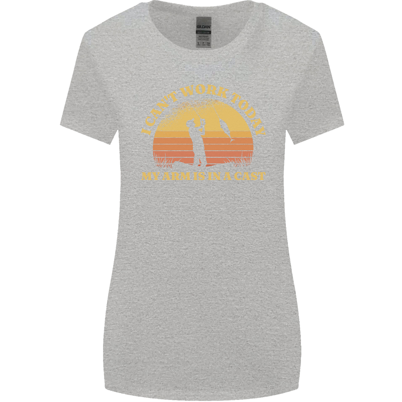 Funny Fishing Arm is In a Cast Fisherman Womens Wider Cut T-Shirt Sports Grey