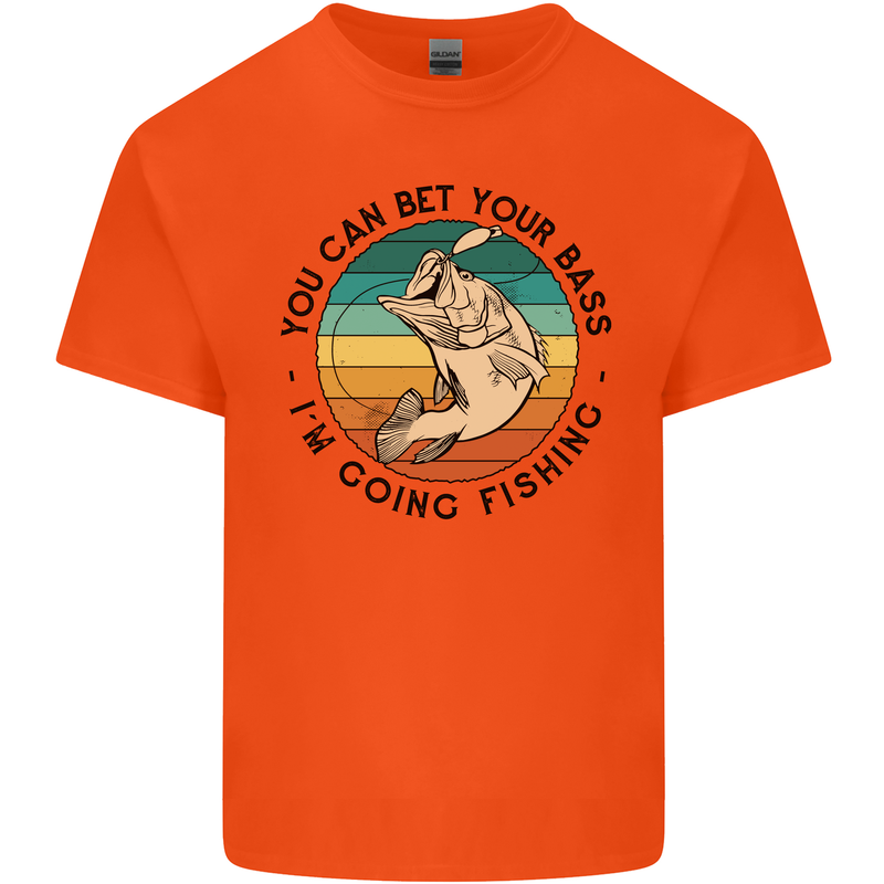 Funny Fishing Bet Your Bass Im Going Fisherman Kids T-Shirt Childrens Orange