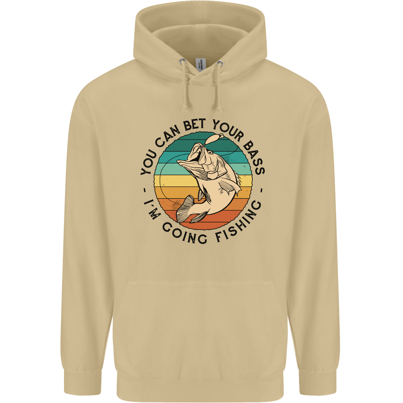 Funny Fishing Bet Your Bass Im Going Fisherman Mens 80% Cotton Hoodie Sand