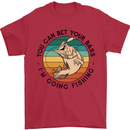 Funny Fishing Bet Your Bass Im Going Fisherman Mens T-Shirt 100% Cotton Red