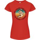 Funny Fishing Bet Your Bass Im Going Fisherman Womens Petite Cut T-Shirt Red
