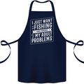 Funny Fishing Ignore All of My Adult Problems Cotton Apron 100% Organic Navy Blue