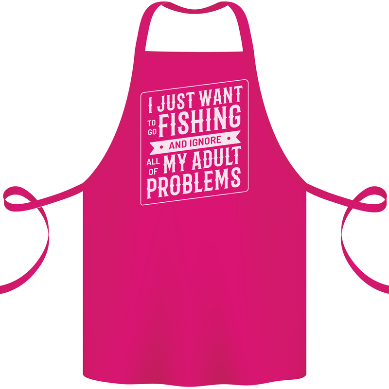 Funny Fishing Ignore All of My Adult Problems Cotton Apron 100% Organic Pink