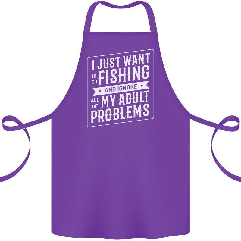Funny Fishing Ignore All of My Adult Problems Cotton Apron 100% Organic Purple