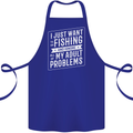 Funny Fishing Ignore All of My Adult Problems Cotton Apron 100% Organic Royal Blue