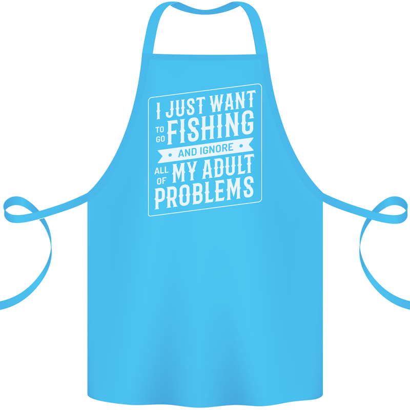 Funny Fishing Ignore All of My Adult Problems Cotton Apron 100% Organic Turquoise