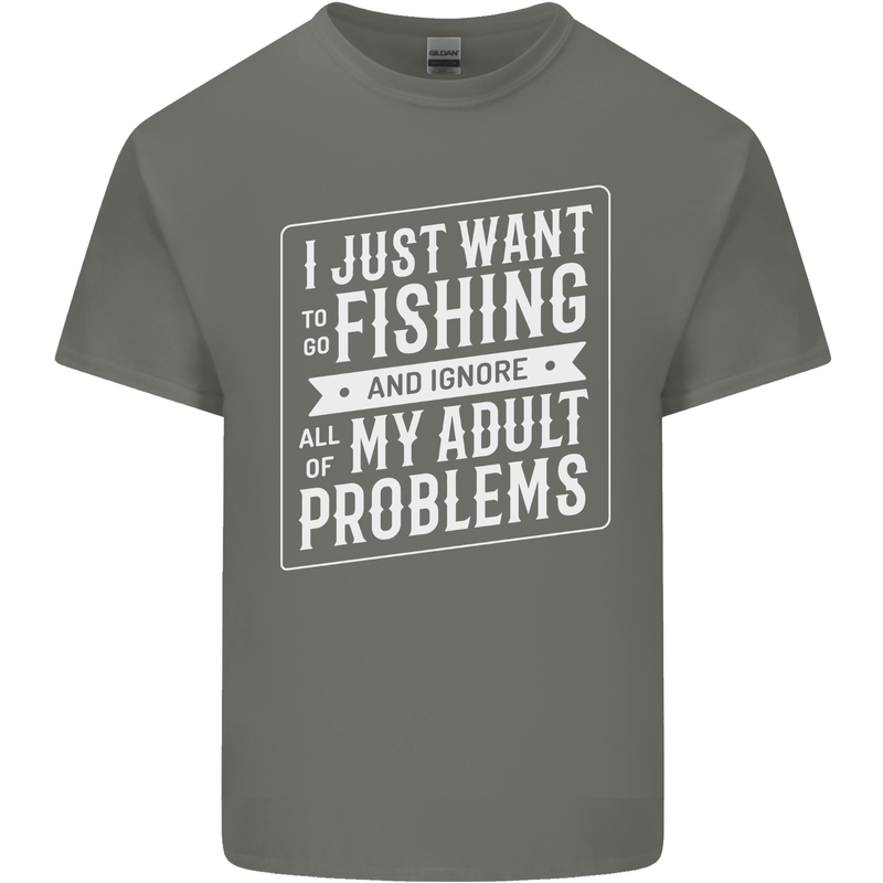 Funny Fishing Ignore All of My Adult Problems Mens Cotton T-Shirt Tee Top Charcoal
