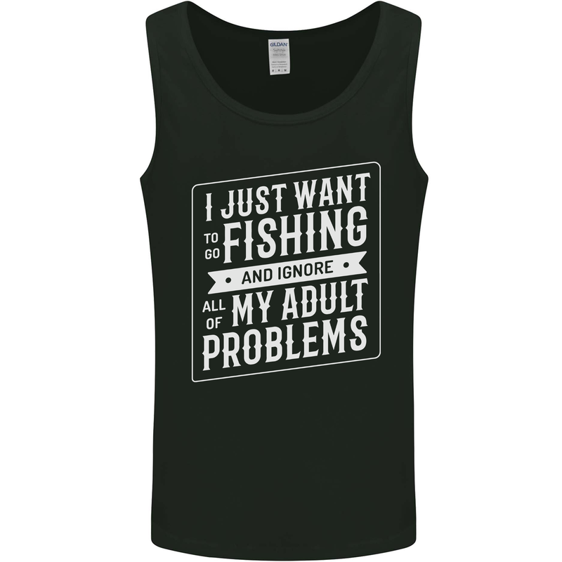 Funny Fishing Ignore All of My Adult Problems Mens Vest Tank Top Black