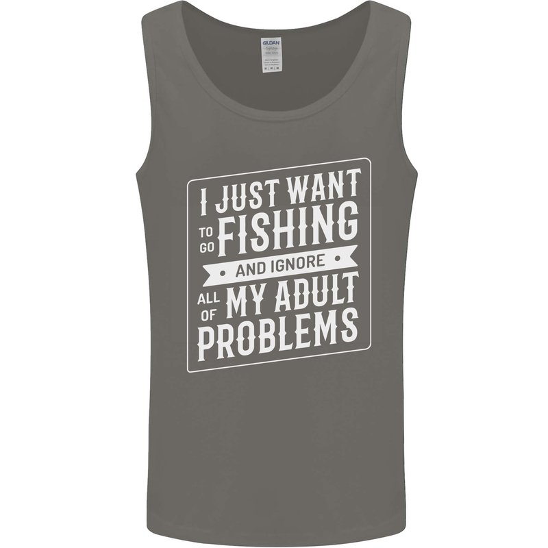 Funny Fishing Ignore All of My Adult Problems Mens Vest Tank Top Charcoal