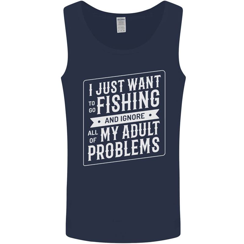 Funny Fishing Ignore All of My Adult Problems Mens Vest Tank Top Navy Blue