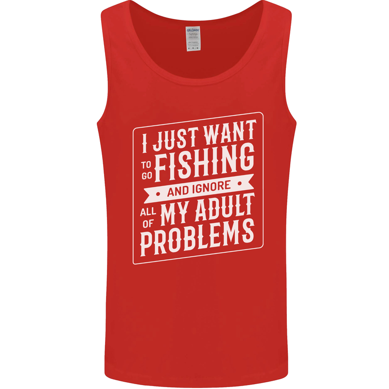 Funny Fishing Ignore All of My Adult Problems Mens Vest Tank Top Red