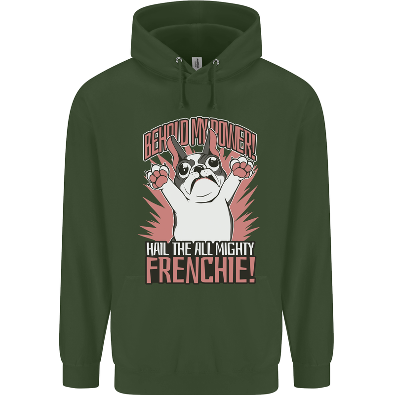 Funny French Bulldog Dog Frenchie Childrens Kids Hoodie Forest Green