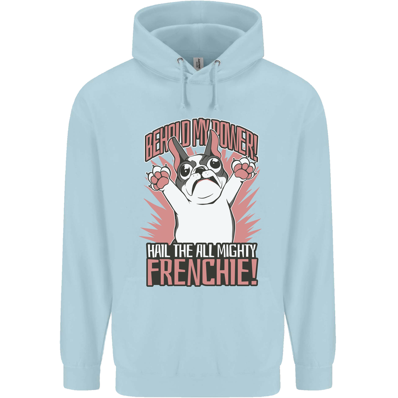 Funny French Bulldog Dog Frenchie Childrens Kids Hoodie Light Blue