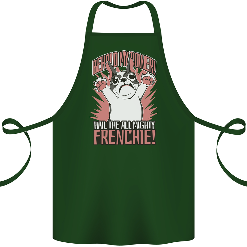 Funny French Bulldog Dog Frenchie Cotton Apron 100% Organic Forest Green