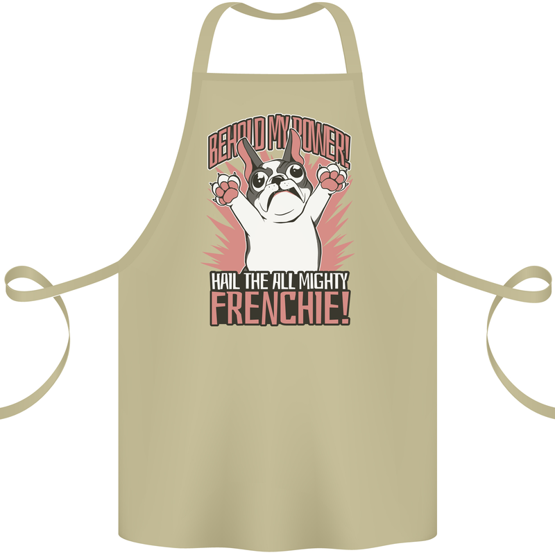 Funny French Bulldog Dog Frenchie Cotton Apron 100% Organic Khaki