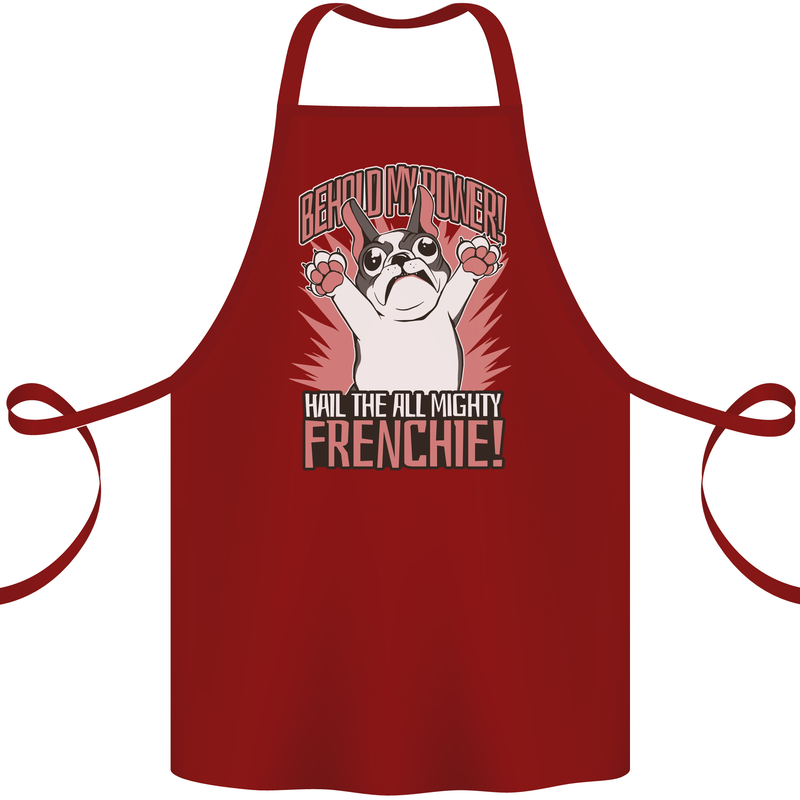 Funny French Bulldog Dog Frenchie Cotton Apron 100% Organic Maroon