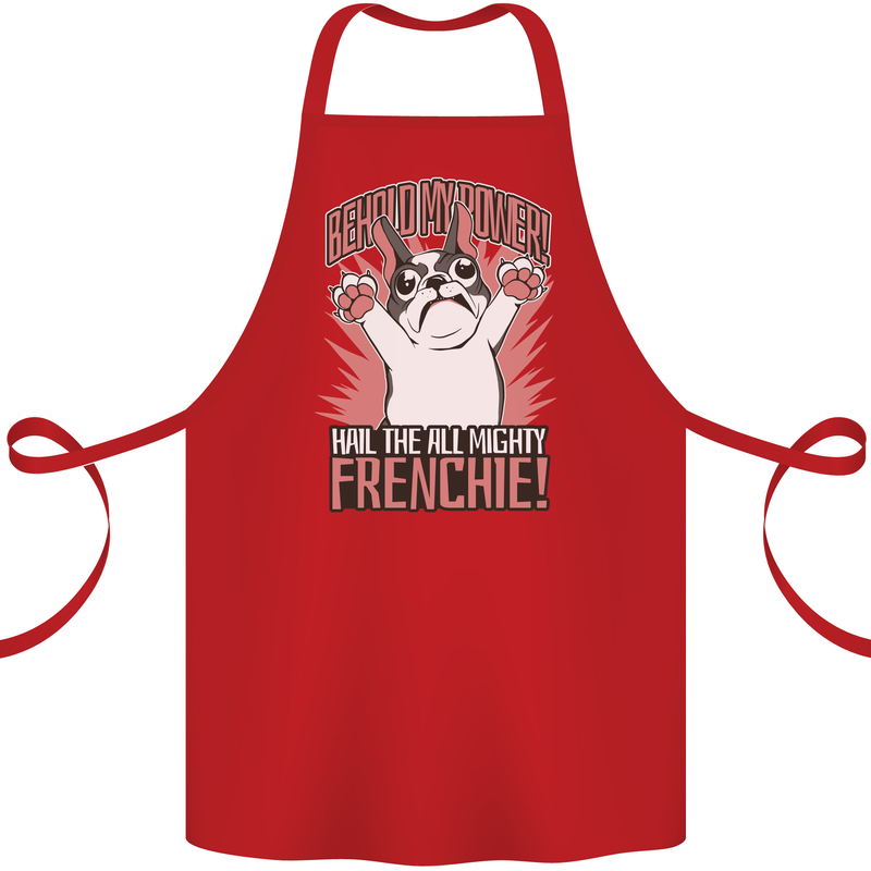 Funny French Bulldog Dog Frenchie Cotton Apron 100% Organic Red
