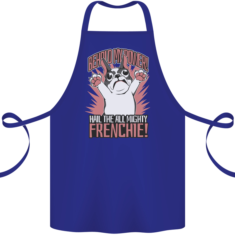 Funny French Bulldog Dog Frenchie Cotton Apron 100% Organic Royal Blue