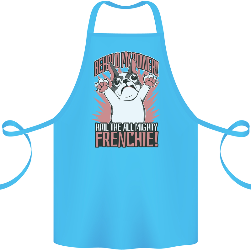 Funny French Bulldog Dog Frenchie Cotton Apron 100% Organic Turquoise
